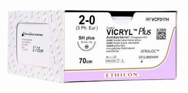 ETHICON Vicryl Plus Violett Geflochten, CT2, USP 2-0, 90cm